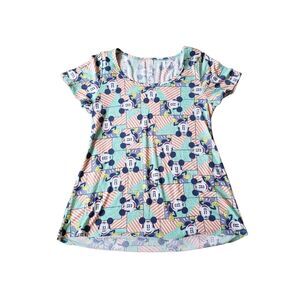 LuLaRoe Womens Size Small Mickey Mouse Geometric Irma Tunic Shirt